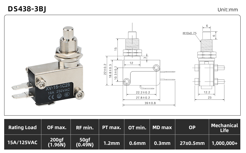 DS438X-3BJ dimensions and source specifications