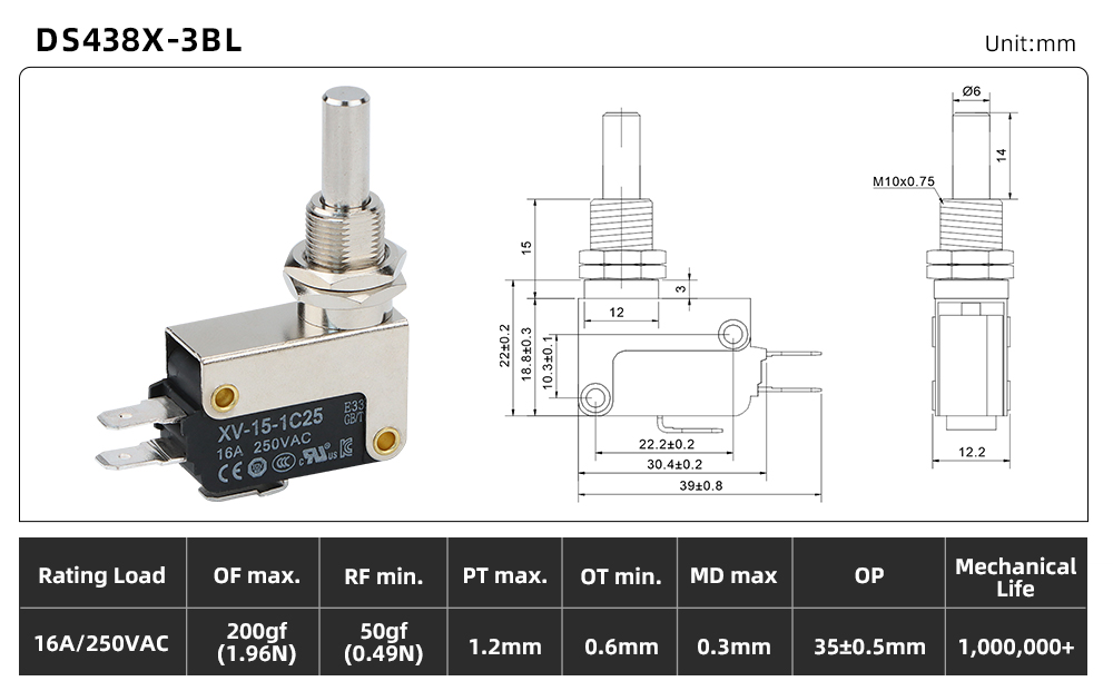 DS438X-3BL dimensions and source specifications