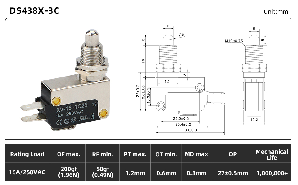DS438X-3C dimensions and source specifications
