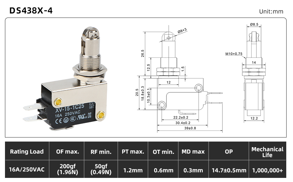 DS438X-4 dimensions and source specifications