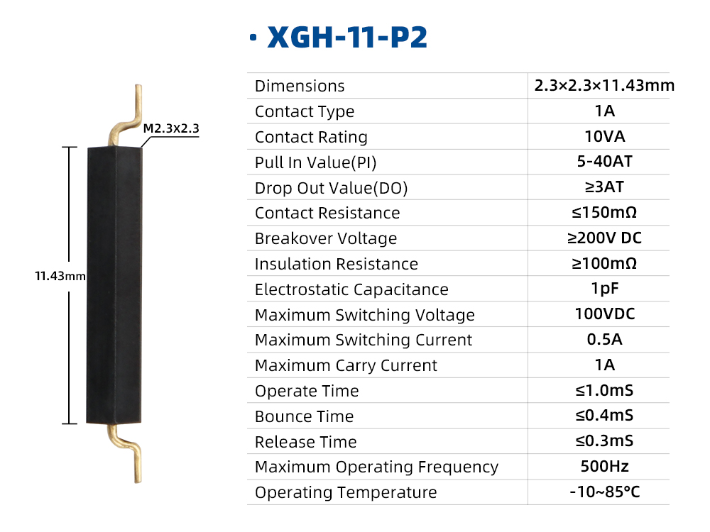 XGH Series Reed Switch XGH-11-P2 dimension image