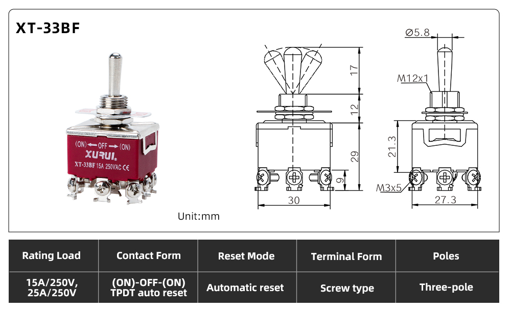 XT Series Toggle Switch XT-33BF