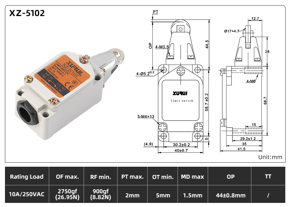 XZ5 Series Limit Switch XZ-5102 dimension image
