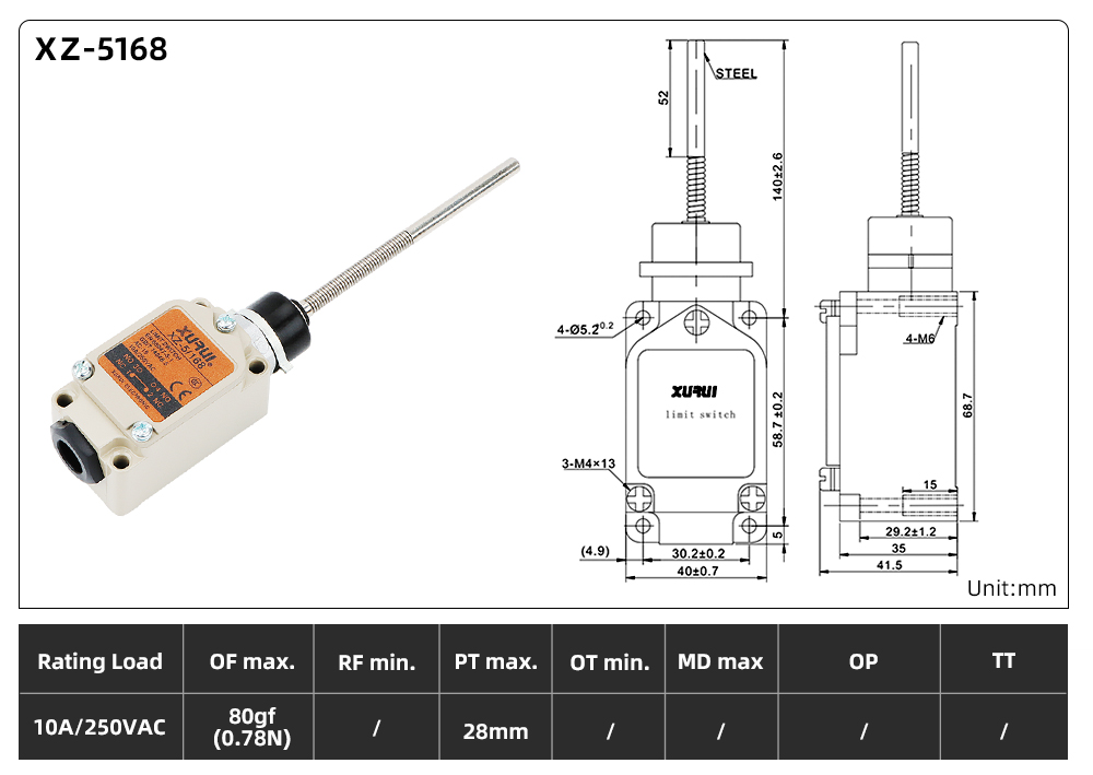 XZ5 Series Limit Switch XZ-5168