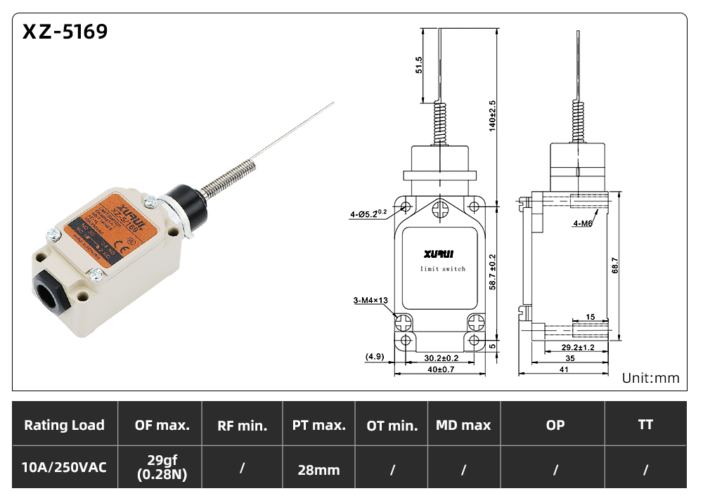 XZ5 Series Limit Switch XZ-5169