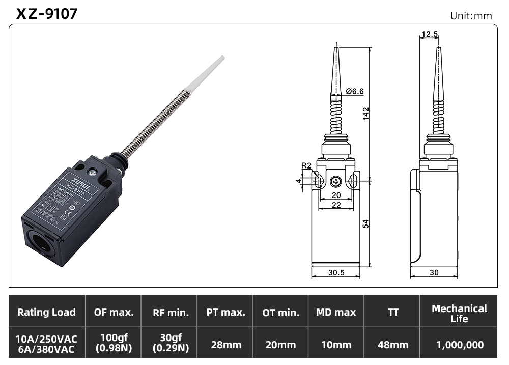 XZ9 Series Limit Switch XZ-9107 dimension image
