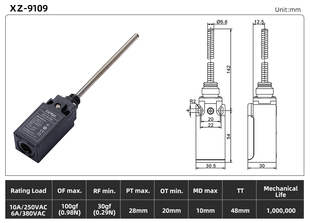 XZ9 Series Limit Switch XZ-9109 dimension image