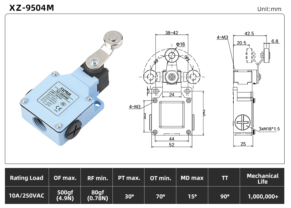XZ-95 Series Limit Switch XZ-9504M dimension image