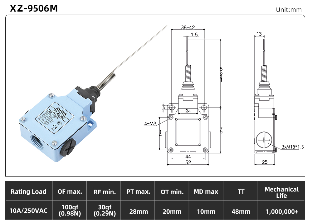 XZ-95 Series Limit Switch XZ-9506M dimension image
