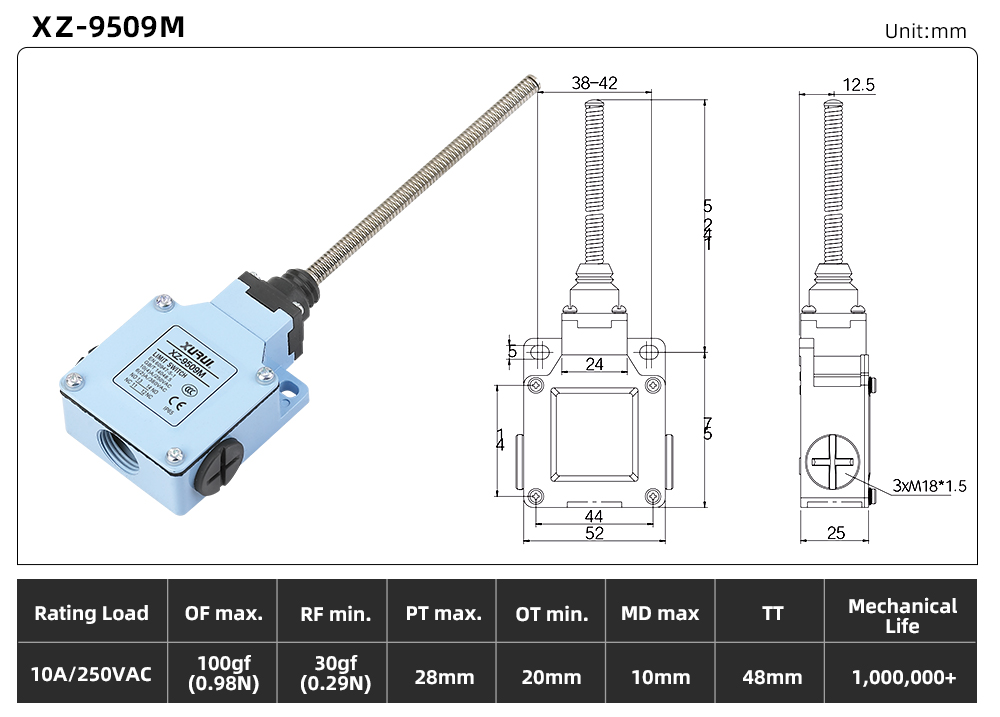 XZ-95 Series Limit Switch XZ-9509M dimension image