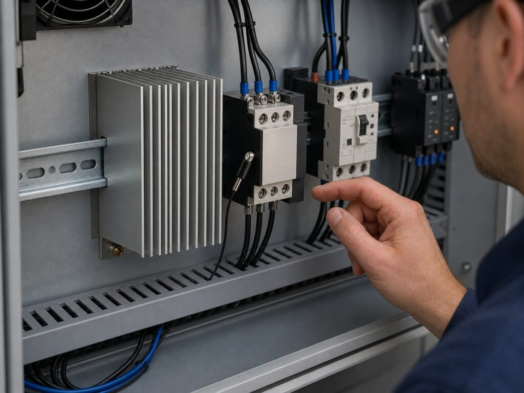 DIN rail SSR heatsink and airflow layout