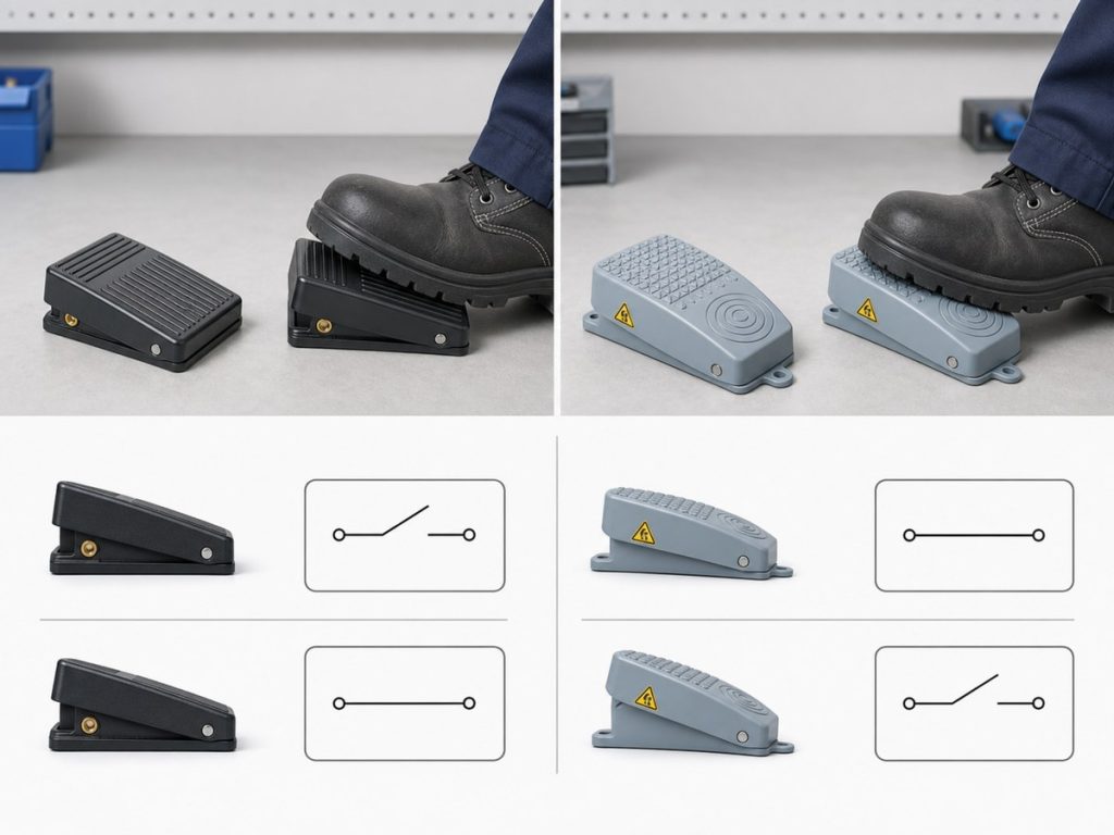 NO and NC foot switch contact states