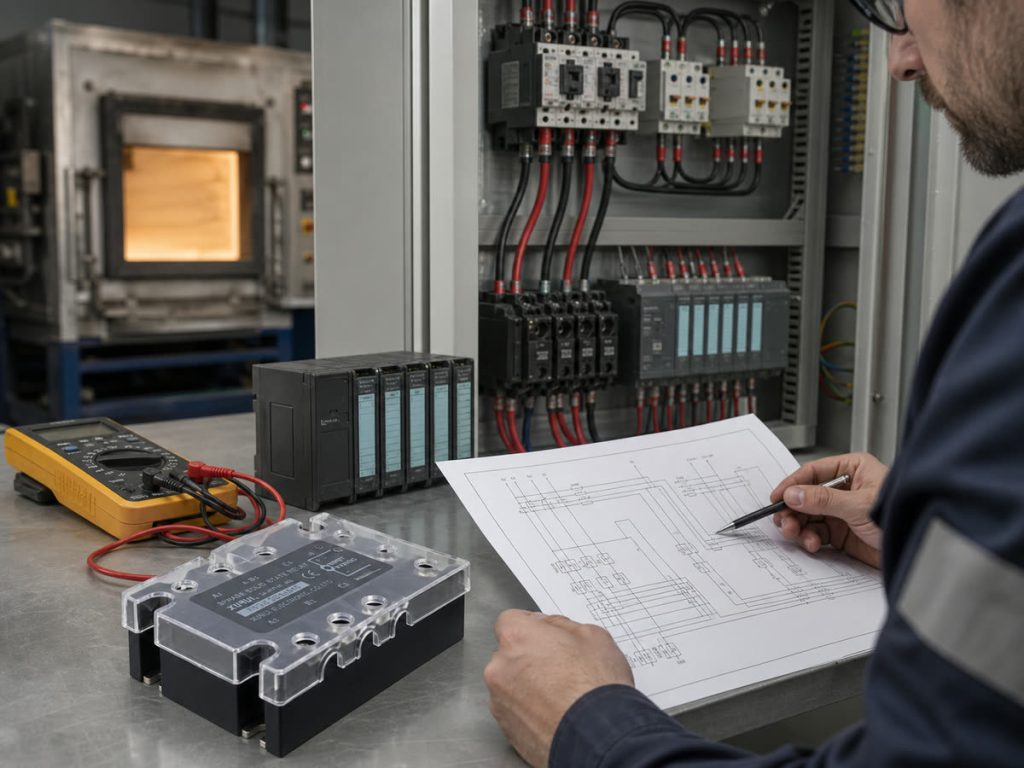 Engineer checks three-phase SSR wiring
