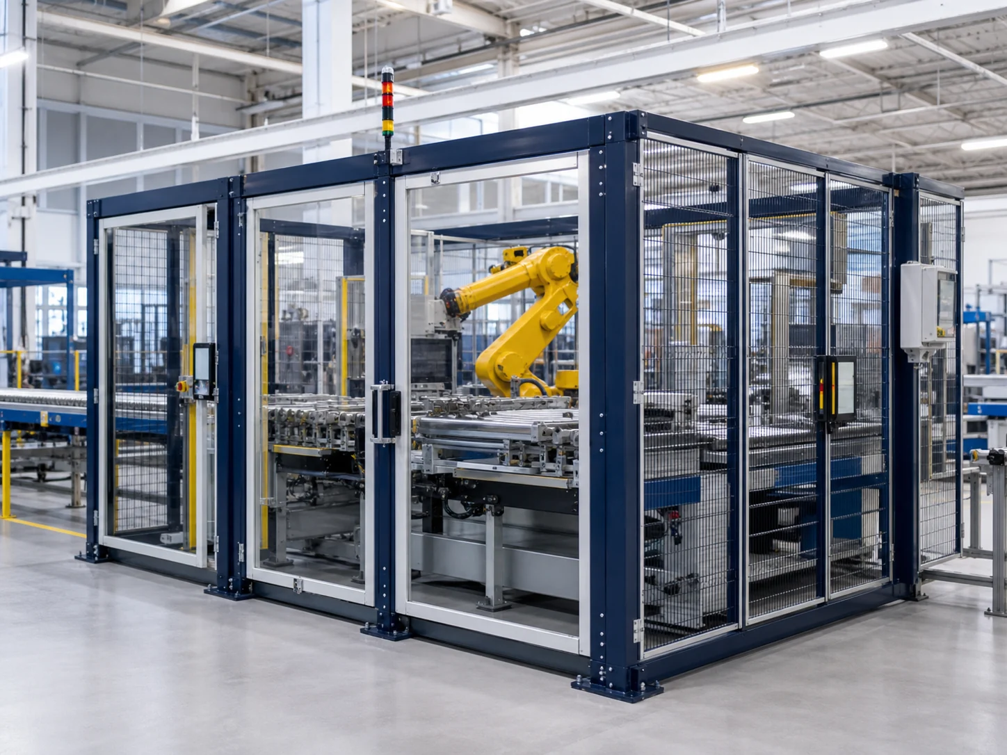 Guarded robotic end-of-line automation enclosure