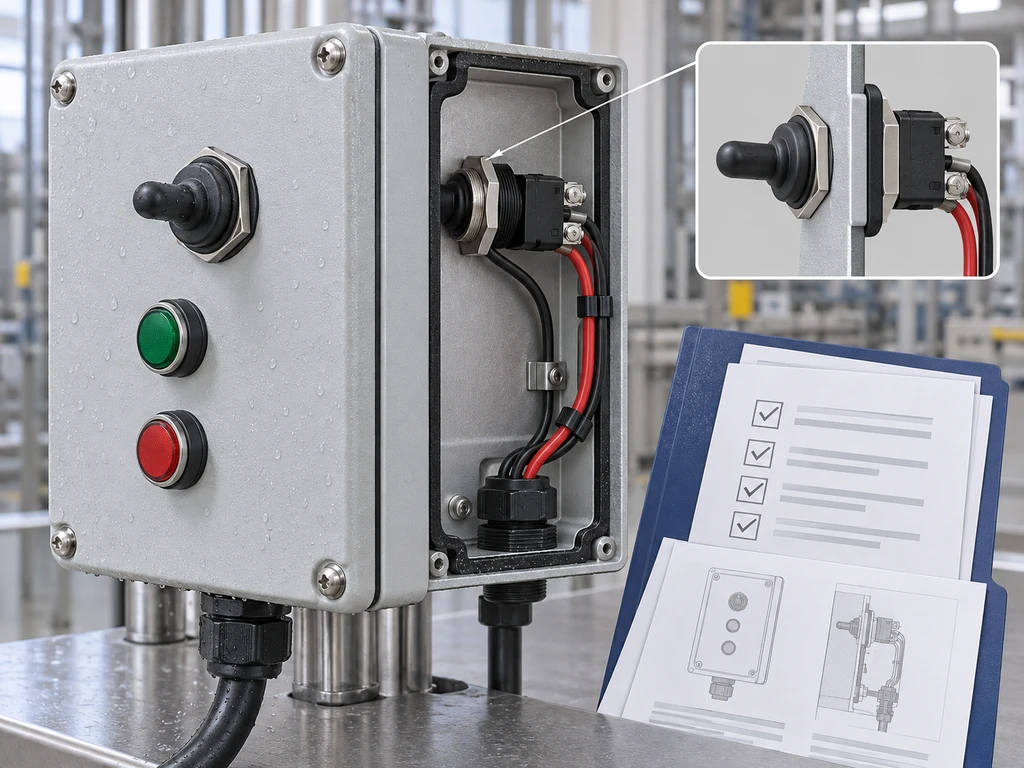 Control panel ingress protection and toggle switch approval verification