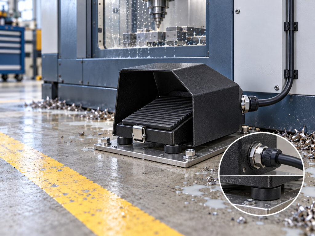 Xurui guarded foot switch with cable gland