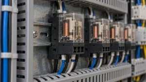 Industrial relays in control panel