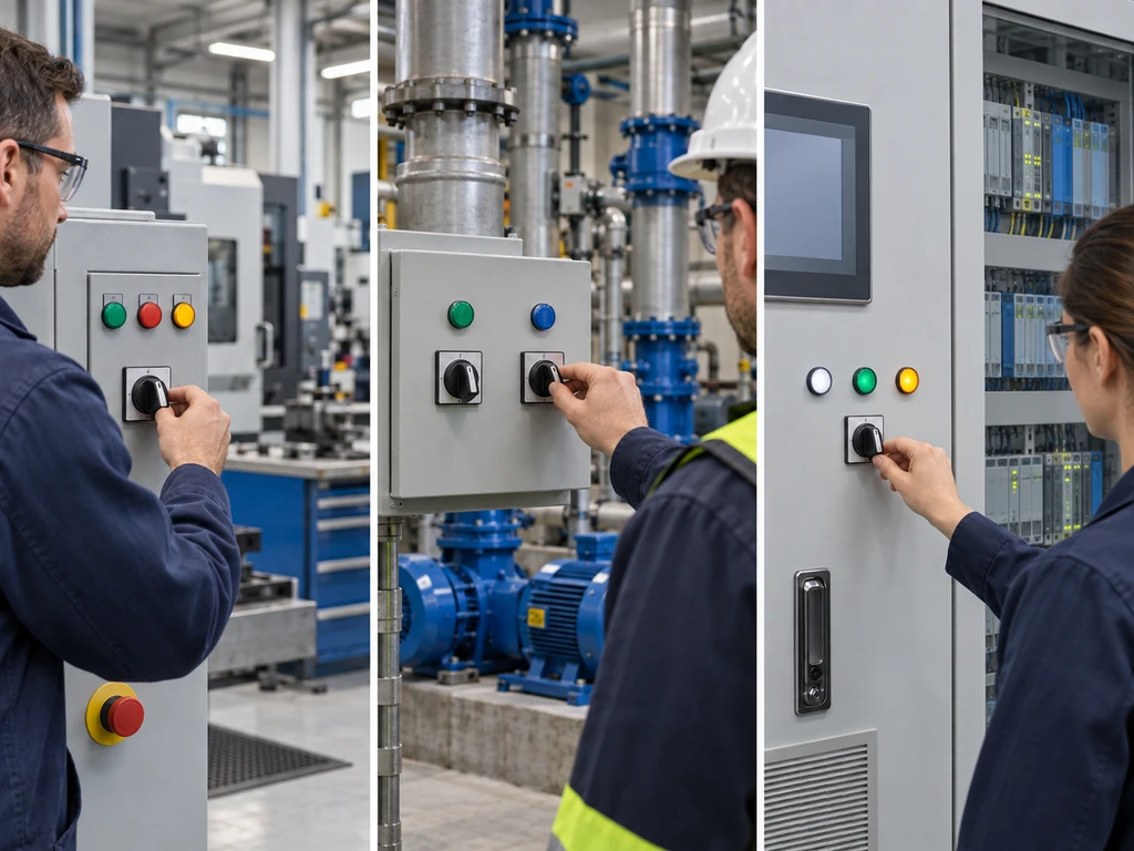 Selector switch applications in motor, pump, and PLC control panels