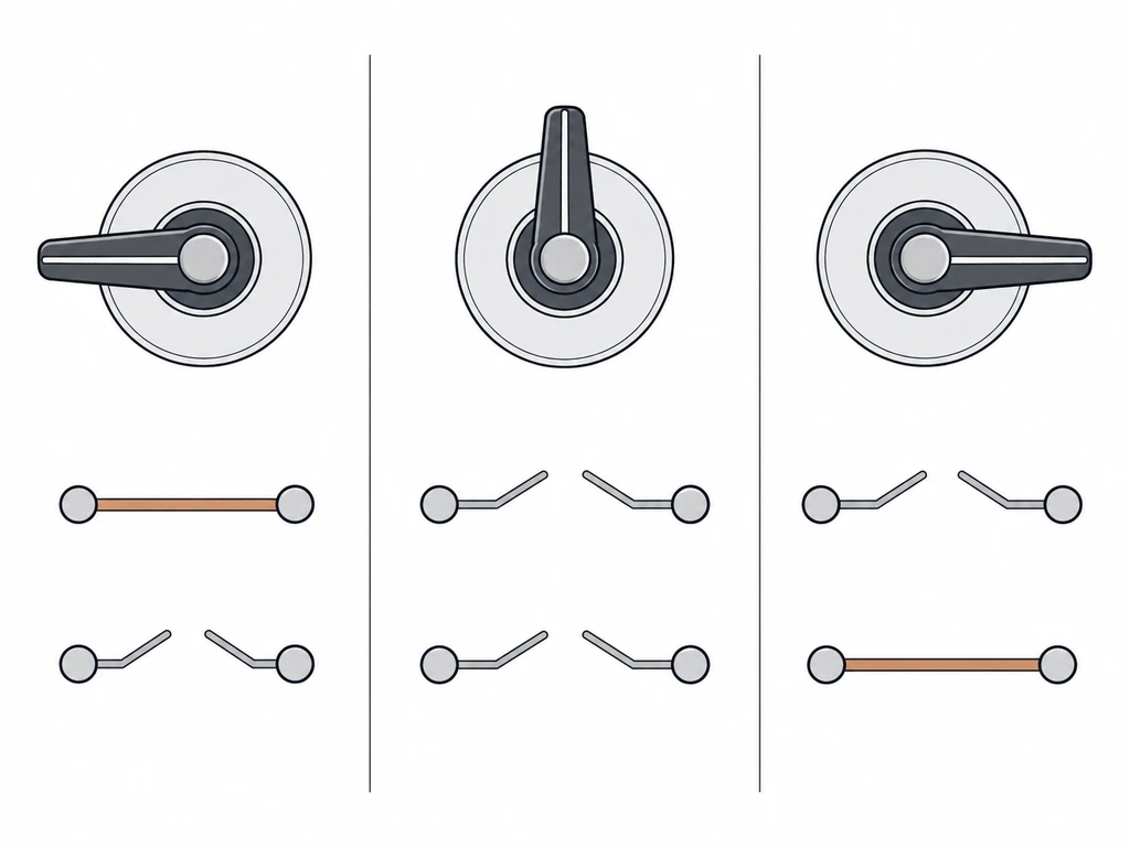 Selector switch contact states across three operating positions