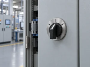 Industrial selector switch on a control cabinet