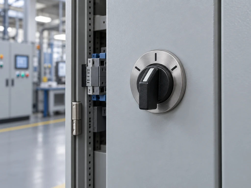 Industrial selector switch on a control cabinet
