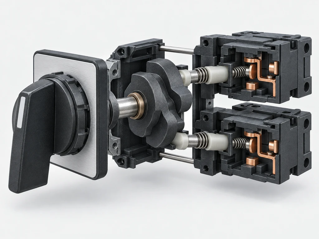 Selector switch cam and contact-block mechanism