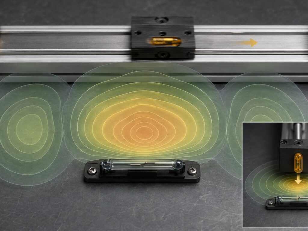 Reed switch slide-by sensing profile