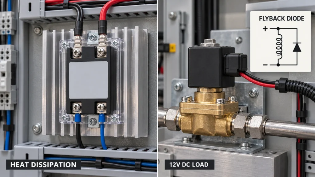 DC SSR Cooling and Flyback Protection