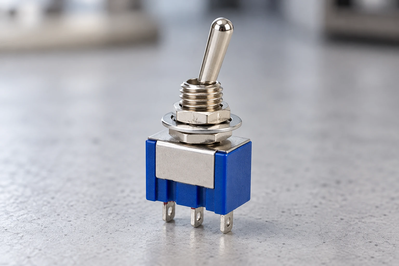 Representative miniature SPDT toggle switch with three solder terminals
