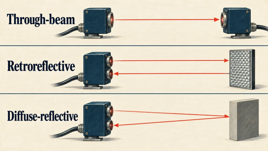 Photoelectric sensor light paths