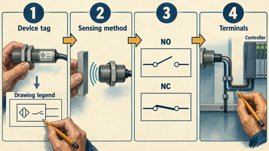 Proximity switch symbol reading steps