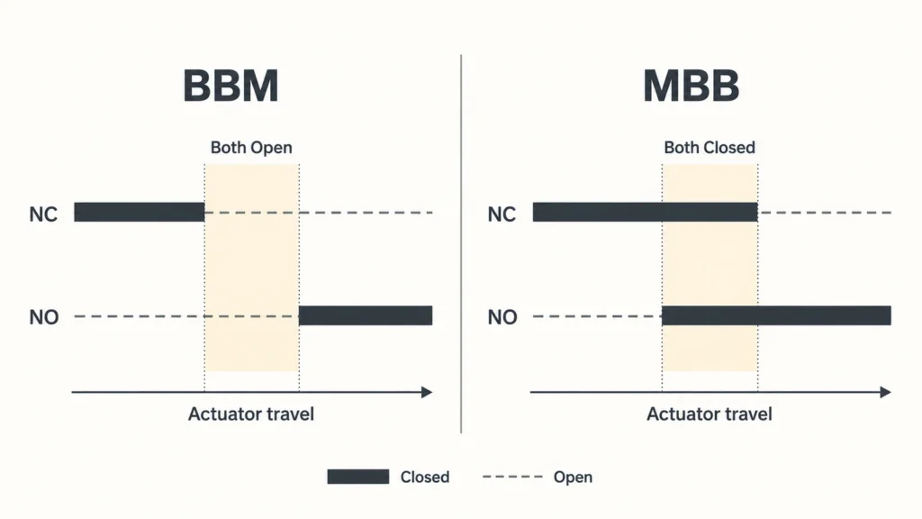 Break-Before-Make and Make-Before-Break Contact Sequencing